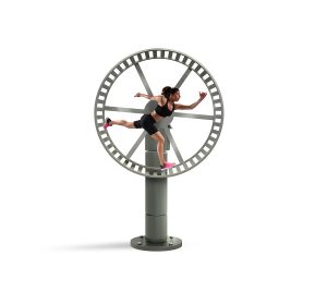 Woman exercising bored on a hamster wheel