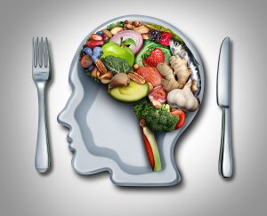 A brain full of healthy food